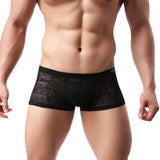 Men Underwear Lace Sexy Translucent Boxer Briefs Breathable Underpants BGL