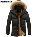 Mountainskin Winter Men's Jackets Thick Fleece 5XL Fur Collar Hooded Men's Coats Casual Jacket Male Outerwear Windproof SA390