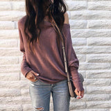 Loose Casual off Shoulder Long Sleeve Knit Sweater T-Shirt