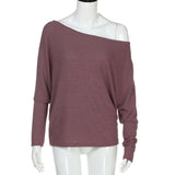 Loose Casual off Shoulder Long Sleeve Knit Sweater T-Shirt
