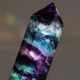 Natural Hexagonal Crystal Quartz Healing Fluorite Wand Stone Purple Green Gem
