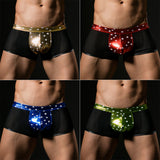 Mens Sexy Underwear Shorts Underpants Mesh Breathable Imitation Leather Briefs
