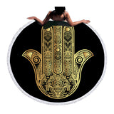 BeddingOutlet Round Beach Towel for Adults Summer Toalla Tassel Yoga Mat Hamsa Hand Printed Serviette De Plage