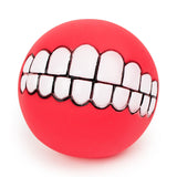 Pet Dog Ball Teeth Silicon Toy Chew Squeaker Sound