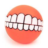 Pet Dog Ball Teeth Silicon Toy Chew Squeaker Sound