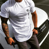 Bodybuilding Fitness Cotton Mesh Short Sleeve Tshirt