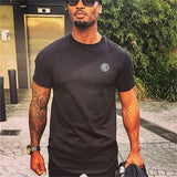 Bodybuilding Fitness Cotton Mesh Short Sleeve Tshirt