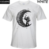 Digging The Moon Print Casual Mens O-neck T-shirts