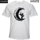Digging The Moon Print Casual Mens O-neck T-shirts