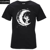 Digging The Moon Print Casual Mens O-neck T-shirts
