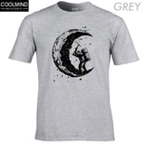Digging The Moon Print Casual Mens O-neck T-shirts