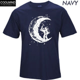 Digging The Moon Print Casual Mens O-neck T-shirts