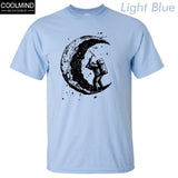 Digging The Moon Print Casual Mens O-neck T-shirts