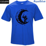 Digging The Moon Print Casual Mens O-neck T-shirts