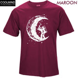 Digging The Moon Print Casual Mens O-neck T-shirts