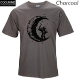 Digging The Moon Print Casual Mens O-neck T-shirts