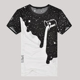 Milk Poured Pattern Inverted 3D T shirt Printed Short Sleeve