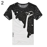 Milk Poured Pattern Inverted 3D T shirt Printed Short Sleeve