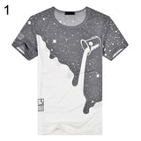 Milk Poured Pattern Inverted 3D T shirt Printed Short Sleeve