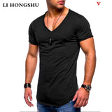 Deep V neck short sleeve Slim Fit t-shirt