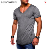 Deep V neck short sleeve Slim Fit t-shirt