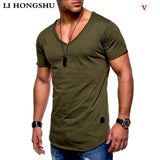 Deep V neck short sleeve Slim Fit t-shirt