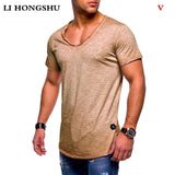 Deep V neck short sleeve Slim Fit t-shirt
