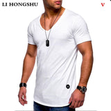 Deep V neck short sleeve Slim Fit t-shirt