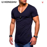 Deep V neck short sleeve Slim Fit t-shirt