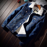 MKASS Men Jacket and Coat Trendy Warm Fleece Denim Jacket 2018 Winter Fashion Mens Jean Jacket Outwear Male Cowboy Plus Size 6XL