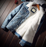 MKASS Men Jacket and Coat Trendy Warm Fleece Denim Jacket 2018 Winter Fashion Mens Jean Jacket Outwear Male Cowboy Plus Size 6XL