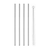 4Pcs Stainless Steel Metal Drinking Straw Straight Bent with Brush