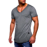Slim Fit V Neck Short Sleeve Muscle Cotton Casual Tops