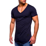 Slim Fit V Neck Short Sleeve Muscle Cotton Casual Tops