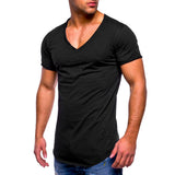Slim Fit V Neck Short Sleeve Muscle Cotton Casual Tops