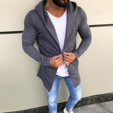 Men's Casual Solid Color Cardigan Sweater Slim Fit Hoodies Cotton Jacket Coat