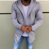 Men's Casual Solid Color Cardigan Sweater Slim Fit Hoodies Cotton Jacket Coat