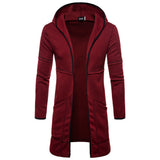 Fashion Mens Hooded Solid Trench Coat Jacket Cardigan Long Sleeve Outwear Blouse