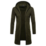 Fashion Mens Hooded Solid Trench Coat Jacket Cardigan Long Sleeve Outwear Blouse