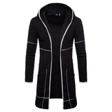 Fashion Mens Hooded Solid Trench Coat Jacket Cardigan Long Sleeve Outwear Blouse