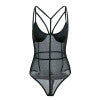 Glamaker Mesh hollow out black sexy bodysuit Women bandage transparent strap party bodysuit Female bodycon summer body suit