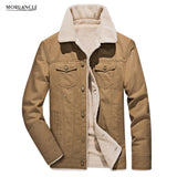 MORUANCLE New Winter Men's Warm Cargo Jackets Fleece Lined Coats For Male Outwear Wear Casaco Masculino Plus Size M-4XL