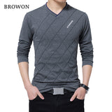 Slim Fit Custom Crease Design Long Stylish Luxury V Neck Fitness T-shirt