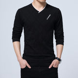 Slim Fit Custom Crease Design Long Stylish Luxury V Neck Fitness T-shirt