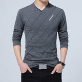 Slim Fit Custom Crease Design Long Stylish Luxury V Neck Fitness T-shirt