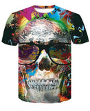 Summer Skull Poker Printing Men Short Sleeve T-shirt