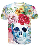 Summer Skull Poker Printing Men Short Sleeve T-shirt