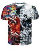 Summer Skull Poker Printing Men Short Sleeve T-shirt