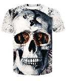 Summer Skull Poker Printing Men Short Sleeve T-shirt