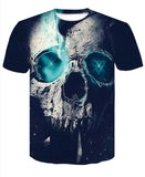 Summer Skull Poker Printing Men Short Sleeve T-shirt